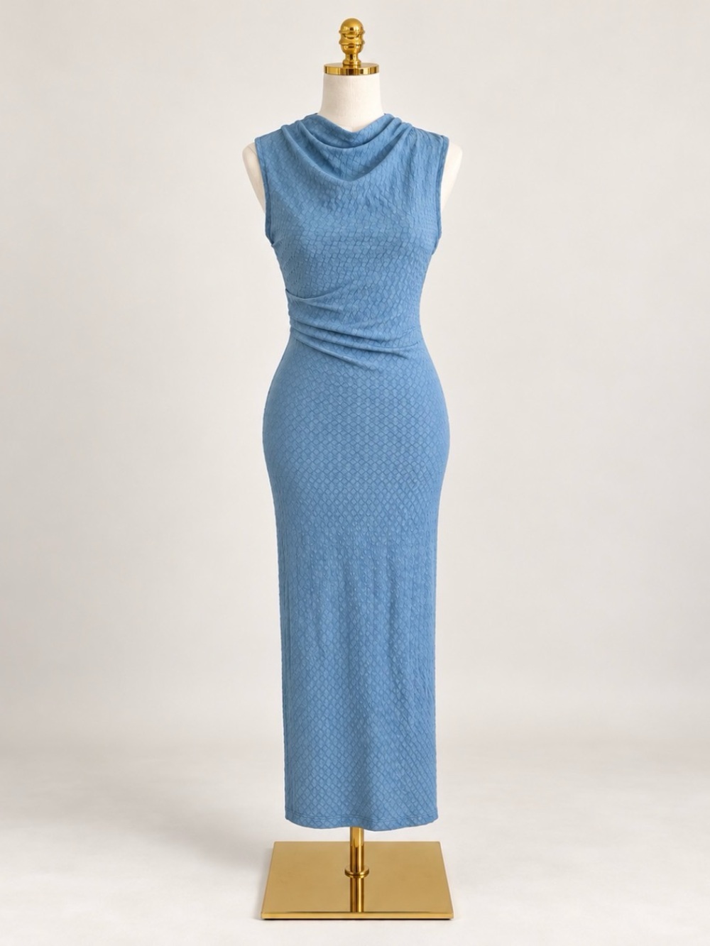 Astr Sleeveless Cowl Neck Maxi Dress in Light Blue
